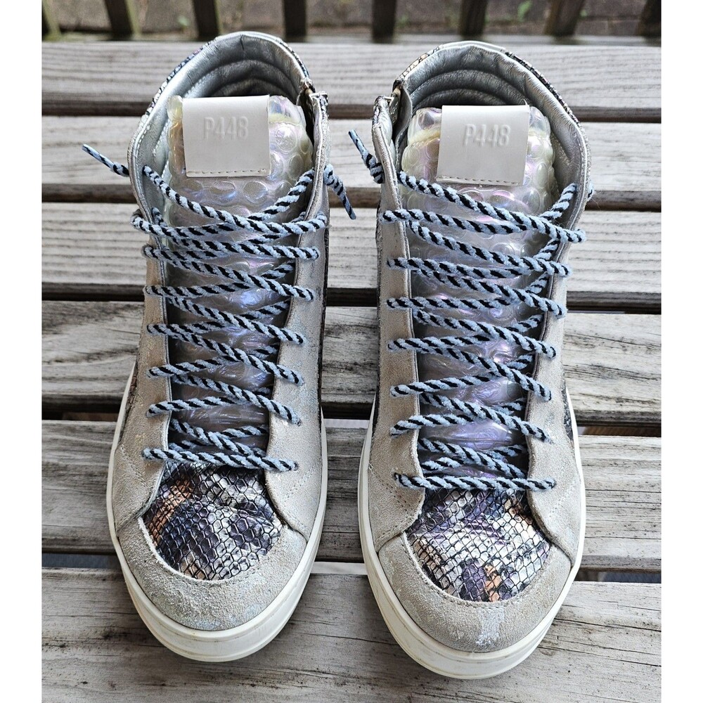 P448 John High Top Sneakers EU 39 US 8.5 You Can Surf Later Iridescent Leather